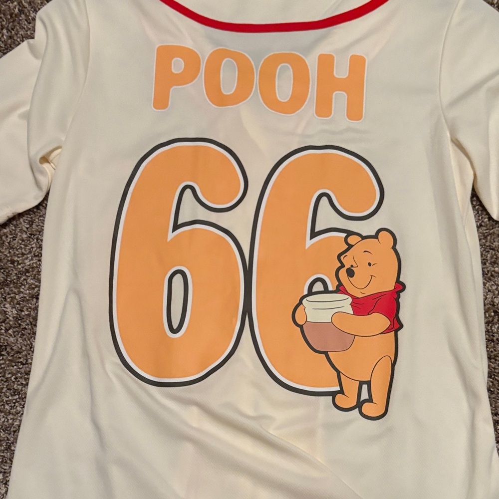 Disney Cream Pooh Baseball Shirt with Red Trim - Picture 7 of 7